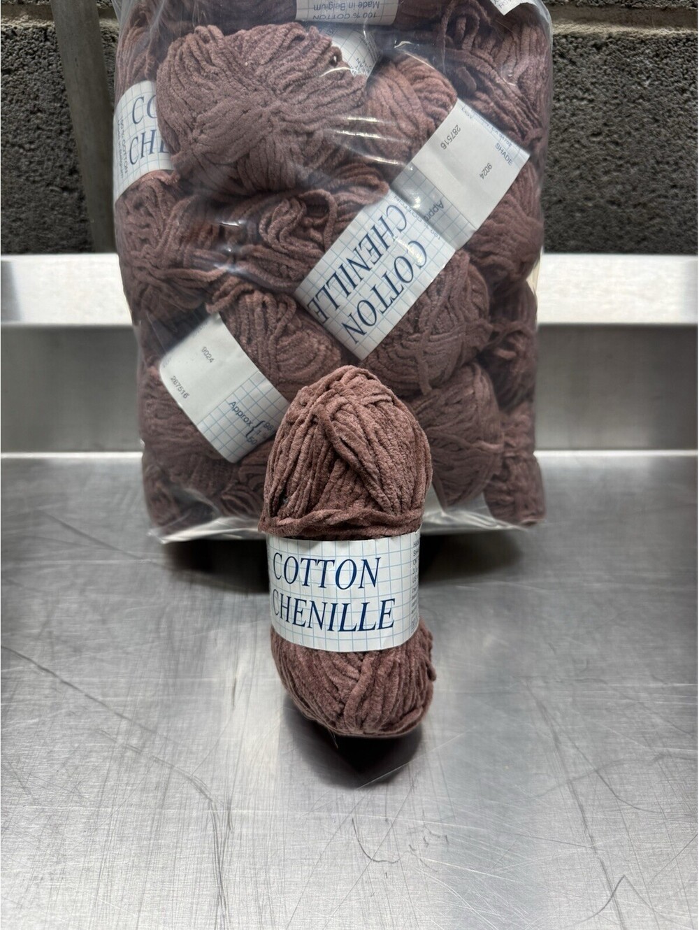 Crystal Palace Yarn Cotton Chenille Shade 9024 Mauve 15 Skein Lot